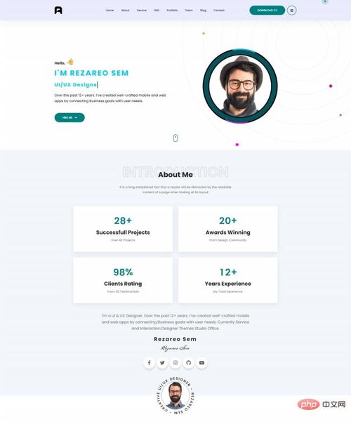 資深創(chuàng)意設(shè)計(jì)開發(fā)師簡歷網(wǎng)頁模板免費(fèi)下載 前端模板 php中文網(wǎng)源碼